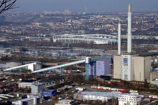 Blick auf das Steinkohle-Kraftwerk Stuttgart-Gaisburg