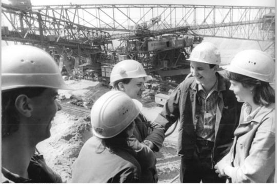 Kohlearbeiter im mittlerweile geschlossenen Tagebau Espenhain 1986