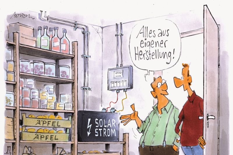 Ein Eigenheimbesitzer führt seinen Solarstromspeicher vor: Alles aus eigener Herstellung!