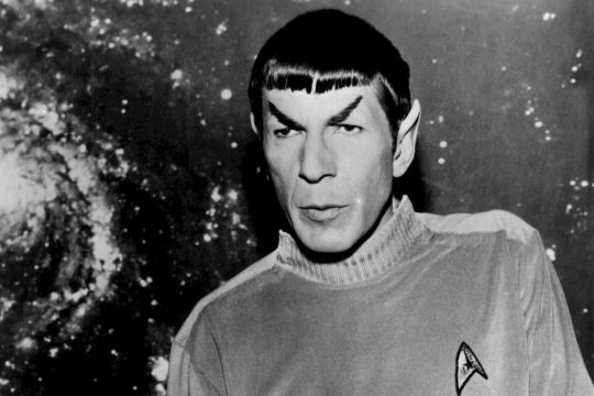Mr. Spock mit den typischen schräg stehenden Augenbrauen und den spitzen Ohren.