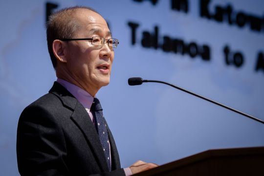 Hoesung Lee auf einer Veranstaltung des Deutschen Klima-Konsortiums (DKK)