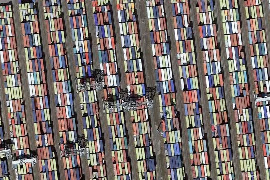 Luftaufnahme des Containerhafens Rotterdam