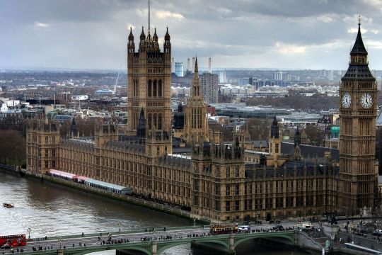 Aufnahme des Westminsterpalastes, in dem das britische Parlament tagt