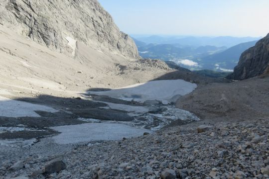 Reste des Watzmanngletschers im Sommer 2017.