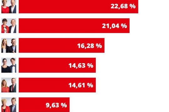 Grafik mit den Ergebnissen des SPD-Mitgliederentscheids zum Parteivorsitz