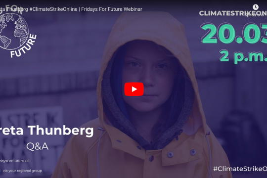 Youtube-Startbild mit Greta Thunberg im Friesennerz.