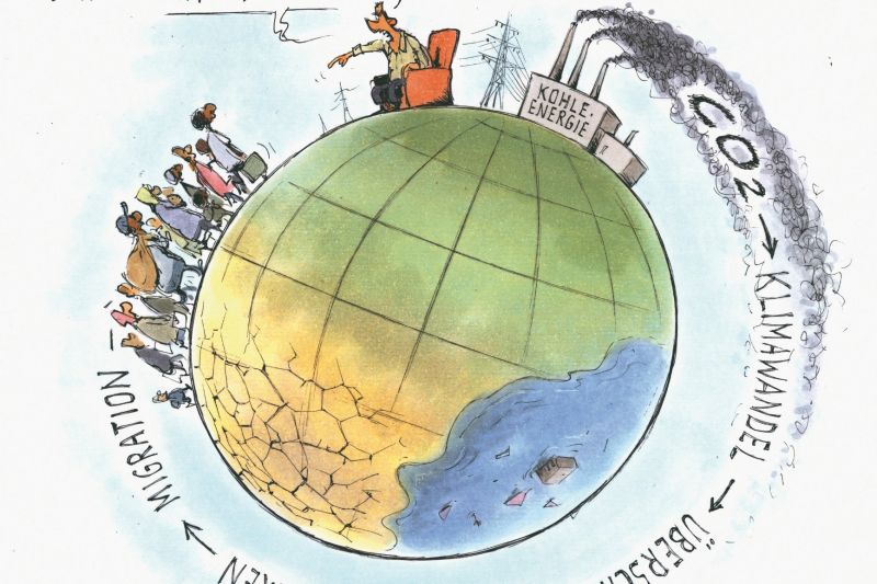 Karikatur: Klimaflüchtlinge