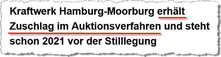 Kraftwerk Hamburg-Moorburg erhält Zuschlag im Auktionsverfahren und steht schon 2021 vor der Stilllegung