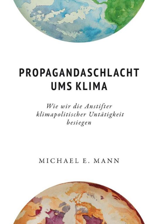 Weißes Buchcover mit einer angeschnittenen blau-grünen Erdkugel oben und einer orange-lilafarbenen unten, dazwischen in einfacher schwarzer Schrift der Buchtitel.
