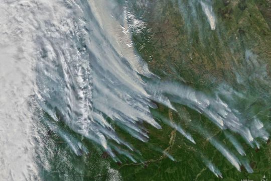Satellitenaufnahme vom August 2021: Brände in Jakutien