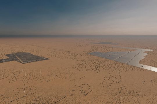 Bildrendering zu geplanter Wasserstoff-Anlage in Namibia