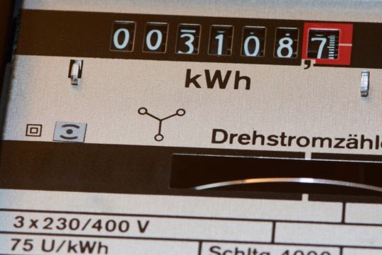 Der Stromzähler zeigt 3108,7 Kilowattstunden an.