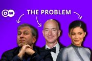 Roman Abramowitsch, Jeff Bezos und Kylie Jenner nebeneinandermontiert, darüber der Schriftzug: Das Problem. Von dem Schriftzug gehen Pfeile zu den drei Personen.