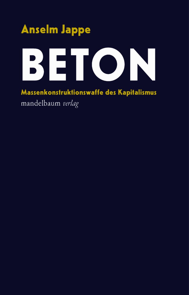 Dunkelblaues Buchcover mit dem Titel in weißen Großbuchstaben: Beton - wobei das O besonders breit ist.