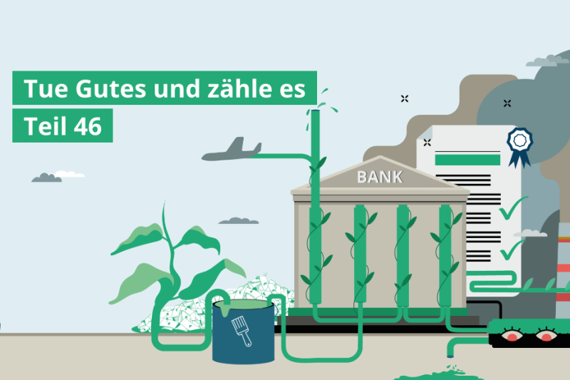 Grafik: Pflanzen wachsen an Bankgebäuden und fossiler Infrastruktur hoch